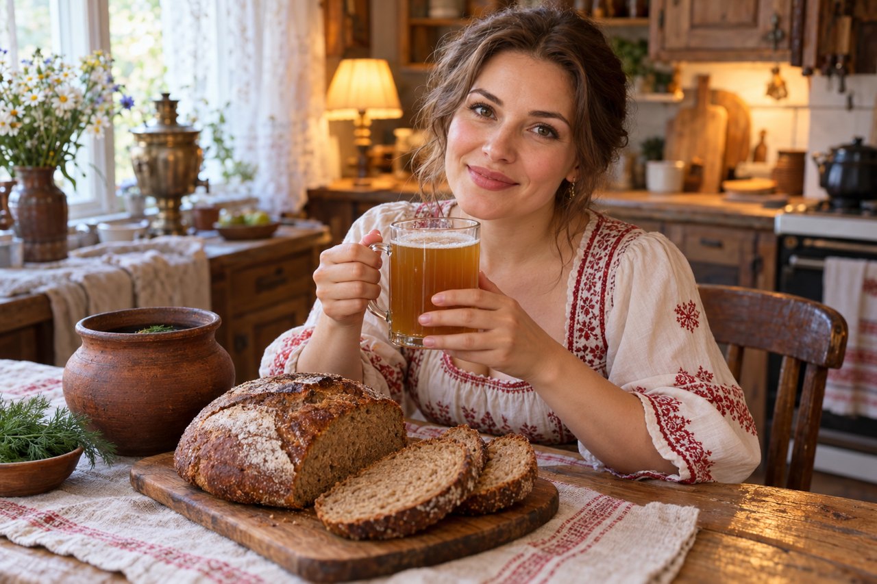 Квас, хлеб и тёплый домашний свет