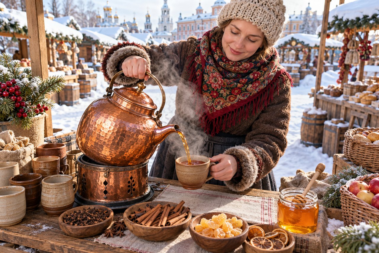 Сбитень на зимнем рынке