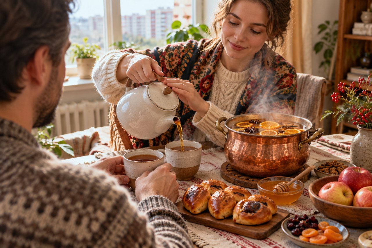 Чай и сбитень на домашнем столе