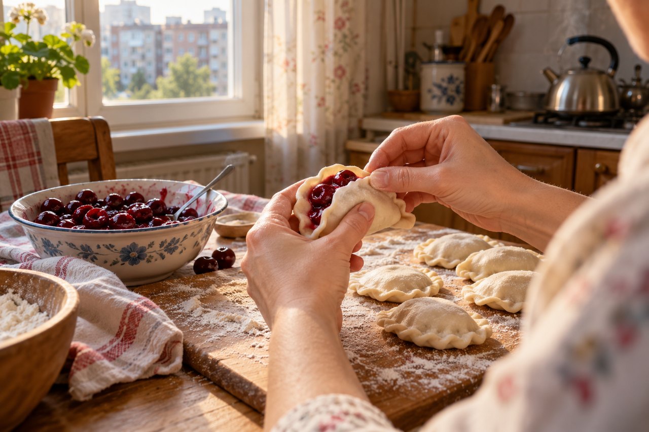 Края вареника аккуратно защипывают